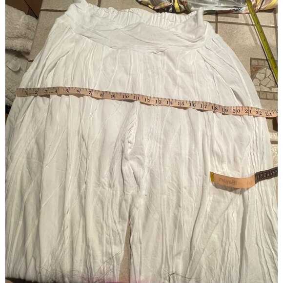 Windhorse Womens White Flowy Boho Cotton Elastic Waist Wide-Leg Pants L/XL - Picture 16 of 17